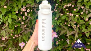 the Lululemon Back to Life Sport Bottle in matte white