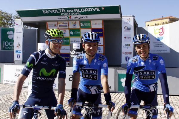 Rui Costa (Movistar) plus Saxo Bank's S&eacute;rgio Paulinho and Bruno Pires