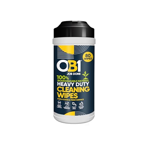 Ob1 Heavy Duty Biodegradable Cleaning Wipes &amp;ndash; 80 Wipes for Hands, Tools &amp;amp; Surfaces &amp;ndash; Removes Grease, Grime, Oil, Paint &amp;amp; Adhesive