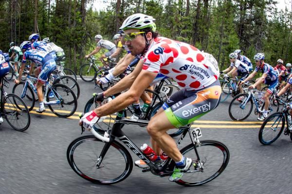 Sam Johnson (Exergy) had another day in the mountain jersey