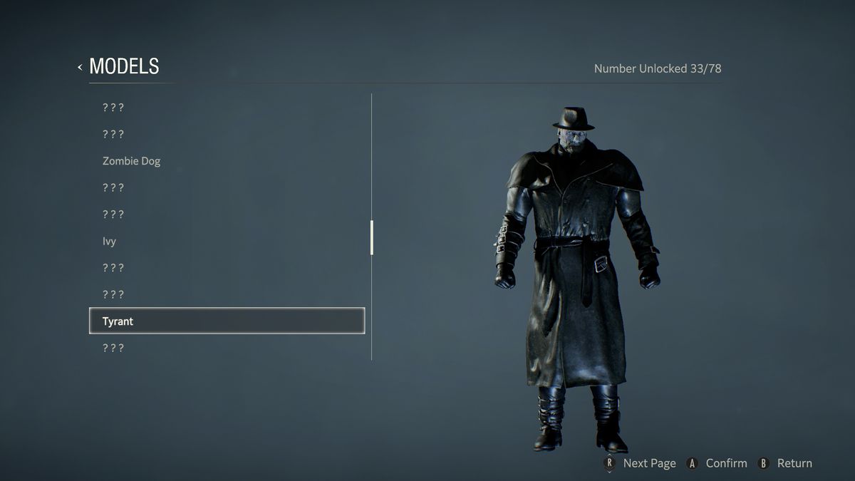Tyrant model on display in Resident Evil 2 remake on Nintendo Switch 2