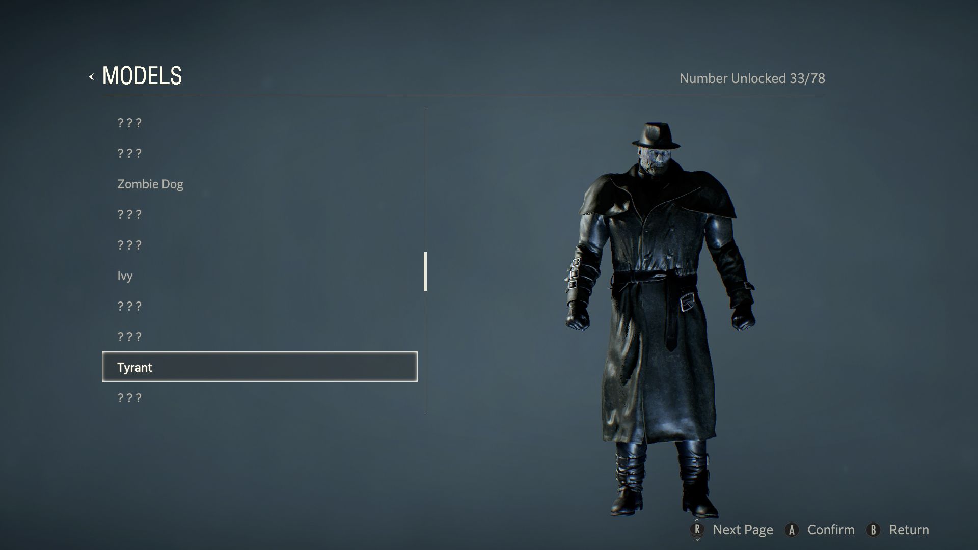 Tyrant model on display in Resident Evil 2 remake on Nintendo Switch 2