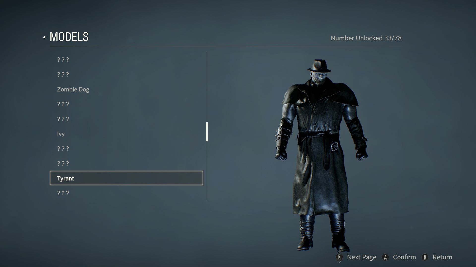 Tyrant model on display in Resident Evil 2 remake on Nintendo Switch 2