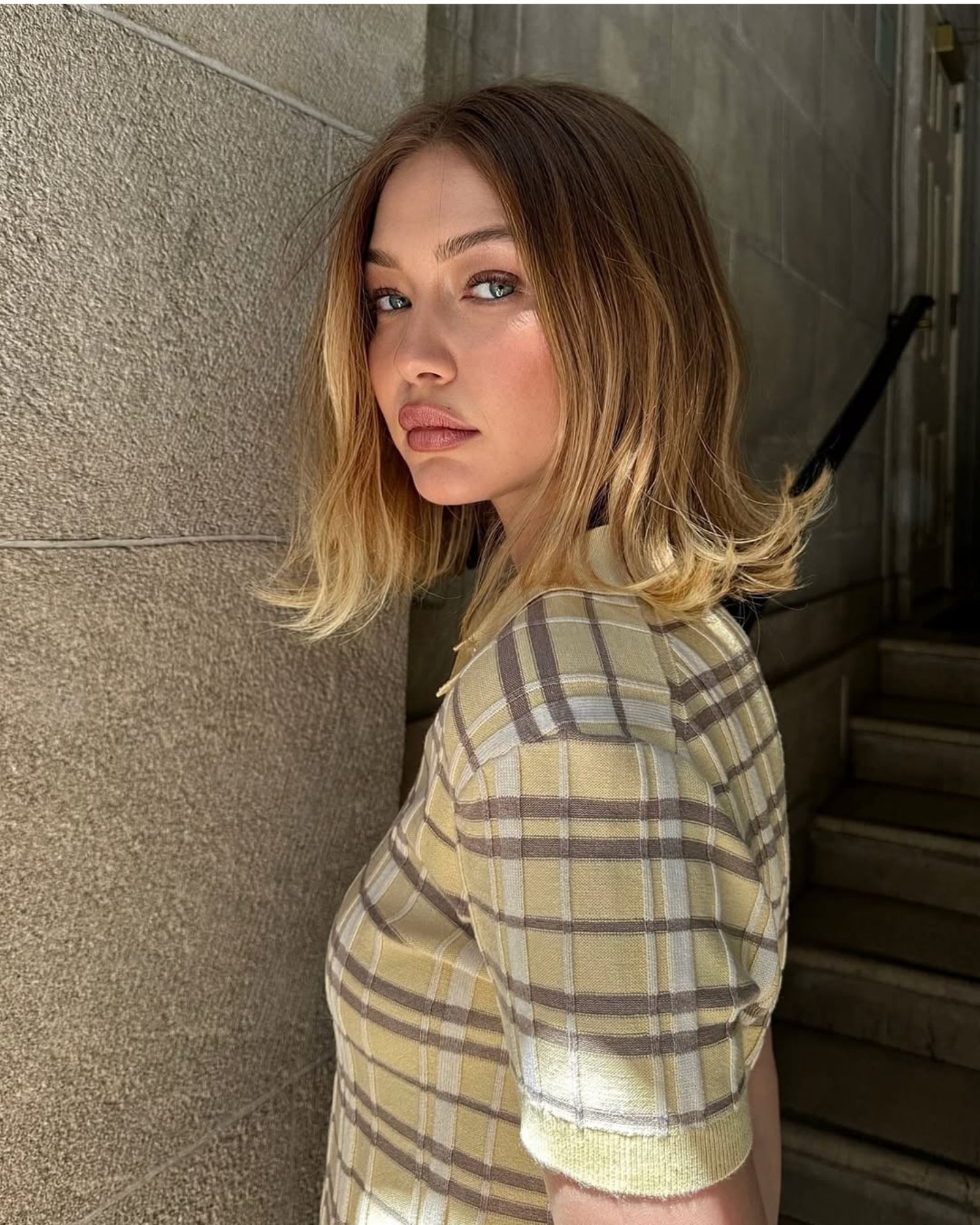 Balayage Hair Inspiration @dimitrishair Gigi Hadid with balayage flicked bob