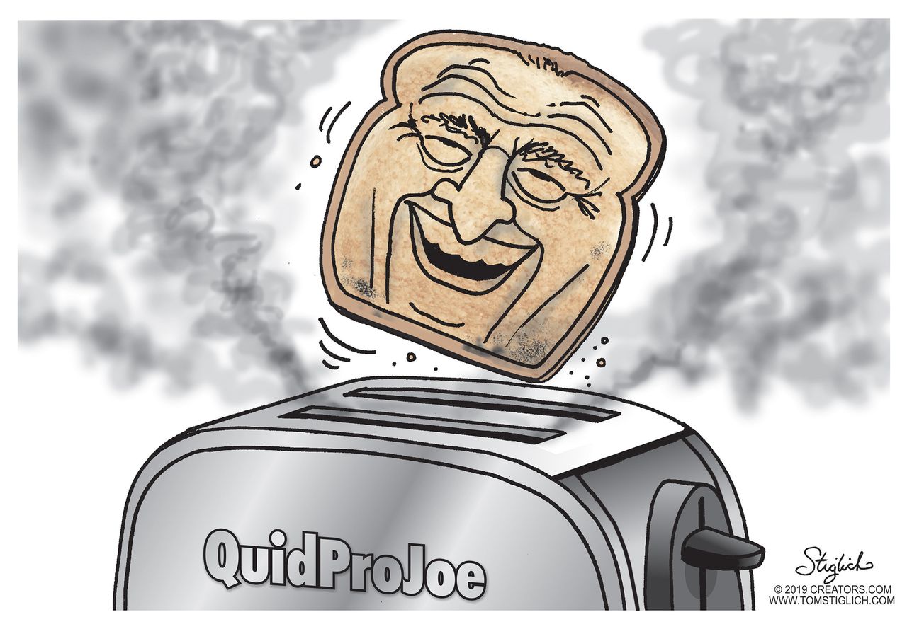 Political Cartoon U.S. Biden Quid Pro Quo Toaster