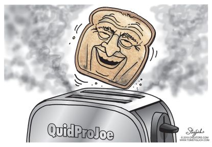Political Cartoon U.S. Biden Quid Pro Quo Toaster