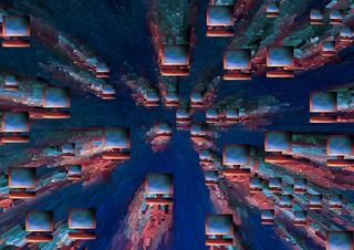 Computer screens comming at you---concept, illustration,