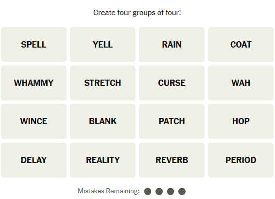 The New York Times Connections puzzle on March 18, 2026