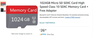 Captura de pantalla de un listado falso de microSD en Amazon
