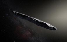 An artist's depiction of the first identified interstellar object, 'Oumuamua.
