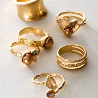 Set of 6 golden rings from Free People