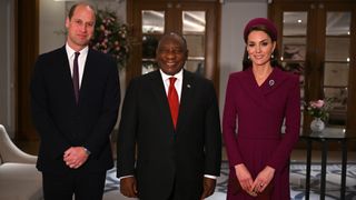 Prince William and Catherine, Princess of Wales, with South Africa's President Cyril Ramaphosa