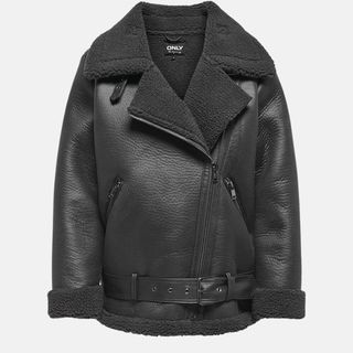 Only Faux Leather Aviator Jacket 