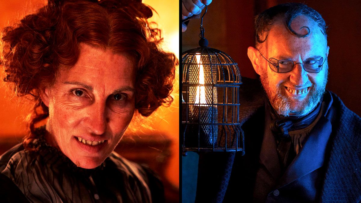 Tamsin Greig and Mark Gatiss as the terrifying Mr and Mrs WIckens in &#039;The Amazing Mr Blunden&#039;.