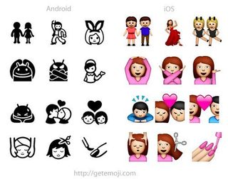 What Android's emojis looked like back in the day compared to iOS. (Via Emoji Blog)