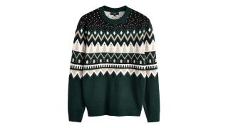 best Christmas jumpers illustrated by a green fair isle jumper