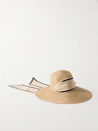 Cassidy Striped Satin-Trimmed Straw Hat