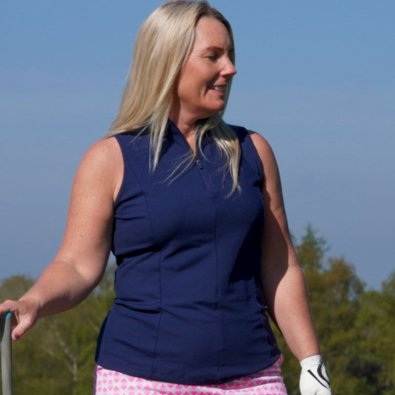 Callaway Sleeveless Rib Print Shirt