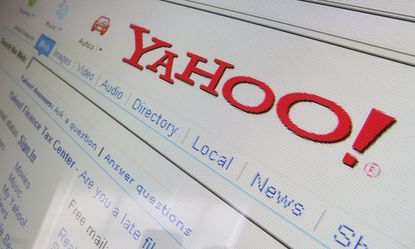 The Yahoo logo on a computer