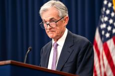 Federal Reserve Chair Jerome Powell speaks at a press conference.