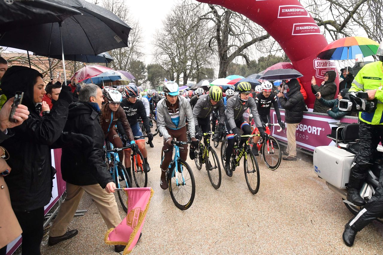 The men set off for an epic day out at Strade Bianche