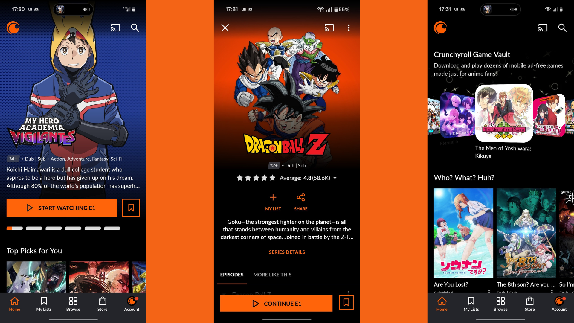 Crunchyroll interface