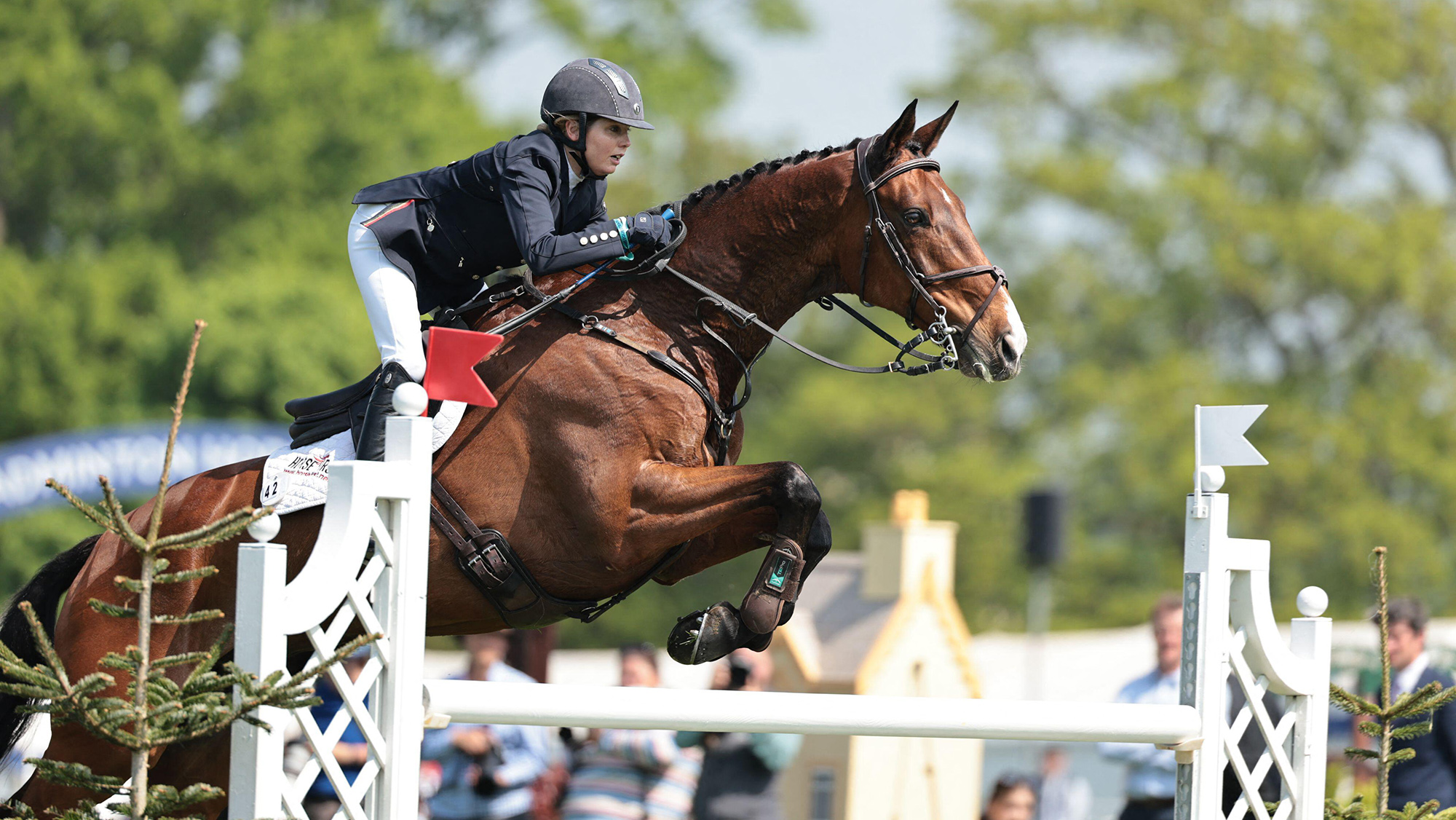 Pictured five-star eventer Louise Harwood and Native Spirit at Badminton Horse Trials.