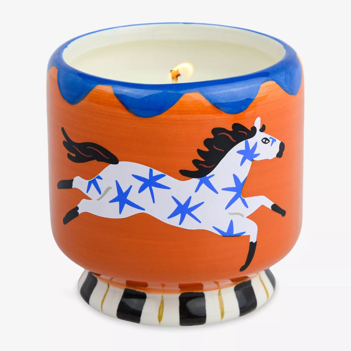 Candle with horse painting 