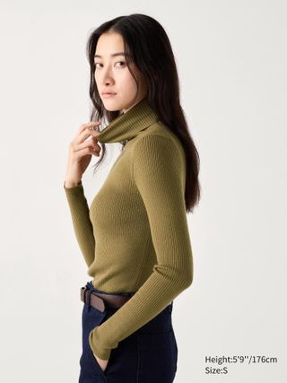 100% Merino Ribbed Turtleneck Jumper