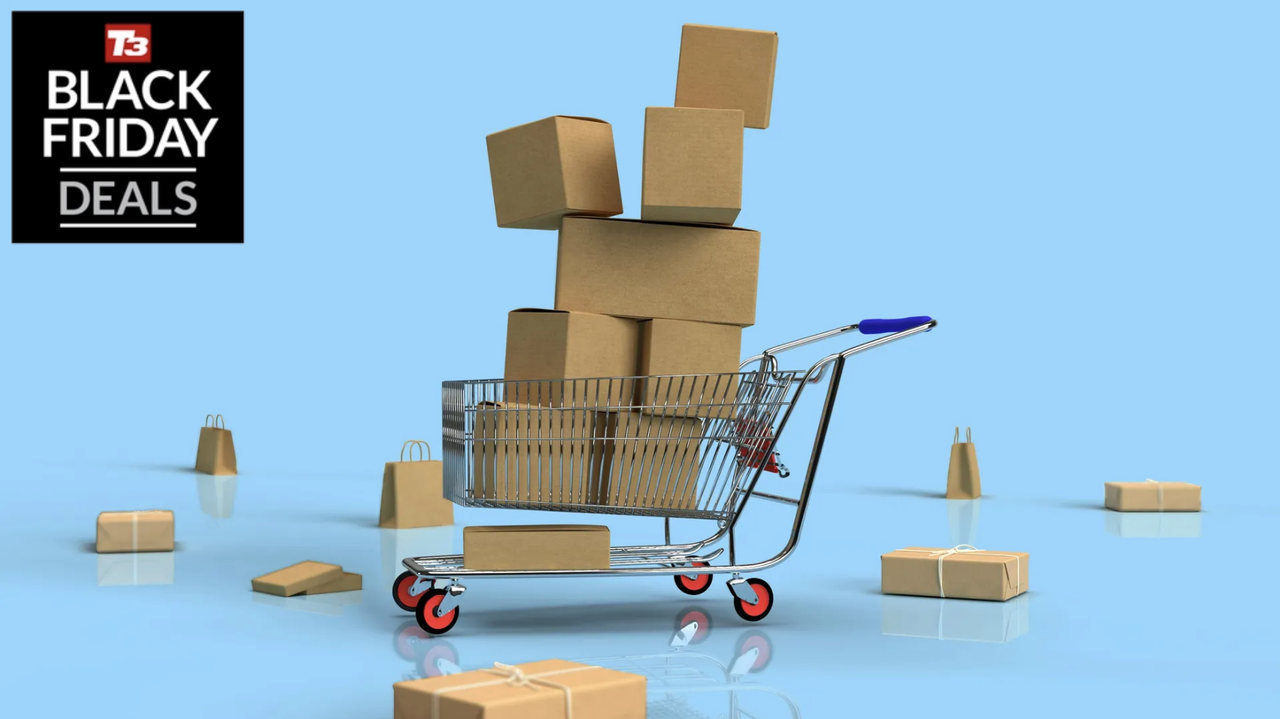 shopping basket with lots of parcels for Black Friday sales