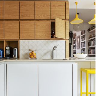 kitchen with wooden shelves