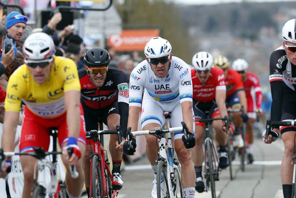 Arnaud Demare and Alexander Kristoff finish stage 2 at Paris-Nice