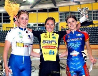 Rochelle Gilmore on the podium after winning the Sydney Cup on Wheels