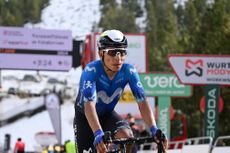Nairo Quintana of Colombia and Movistar Team crosses the finish line during the 103rd Volta Ciclista a Catalunya 2024