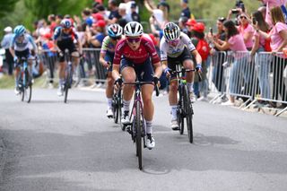 MIRADOR DE PEAS LLANAS SPAIN MAY 05 Demi Vollering of The Netherlands and Team SD Worx Pink UCI Womens WorldTour Leader Jersey attacks to win the 9th La Vuelta Femenina 2023 Stage 5 a 1292km stage from La Cabrera to Mirador de Peas Llanas 1479m UCIWWT on May 05 2023 in Mirador de Peas Llanas Spain Photo by Dario BelingheriGetty Images