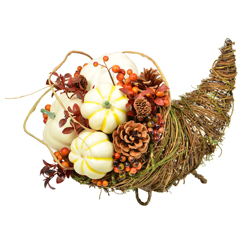 Three Posts&amp;trade; Pumpkin Cornucopia Mixed Floral Arrangement &amp;amp; Reviews | Wayfair