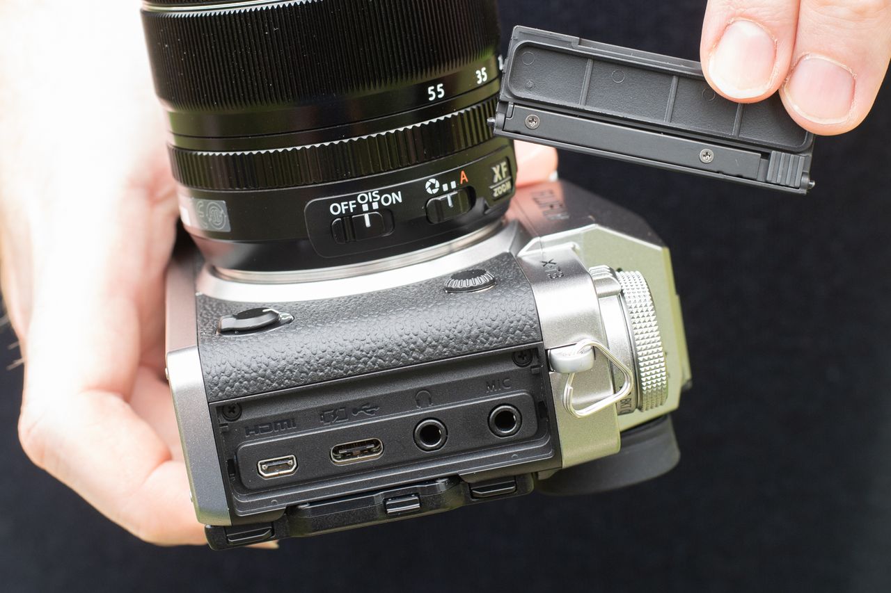 The X-T3 sports four ports (in addition to a flash sync socket), including separate 3.5mm sockets for microphones and headphones. Image credit: TechRadar
