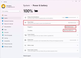 Windows 11 Power modes