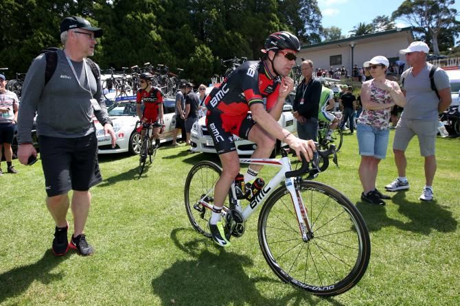 Cadel Evans (BMC) gets ready to ride back to the hotel