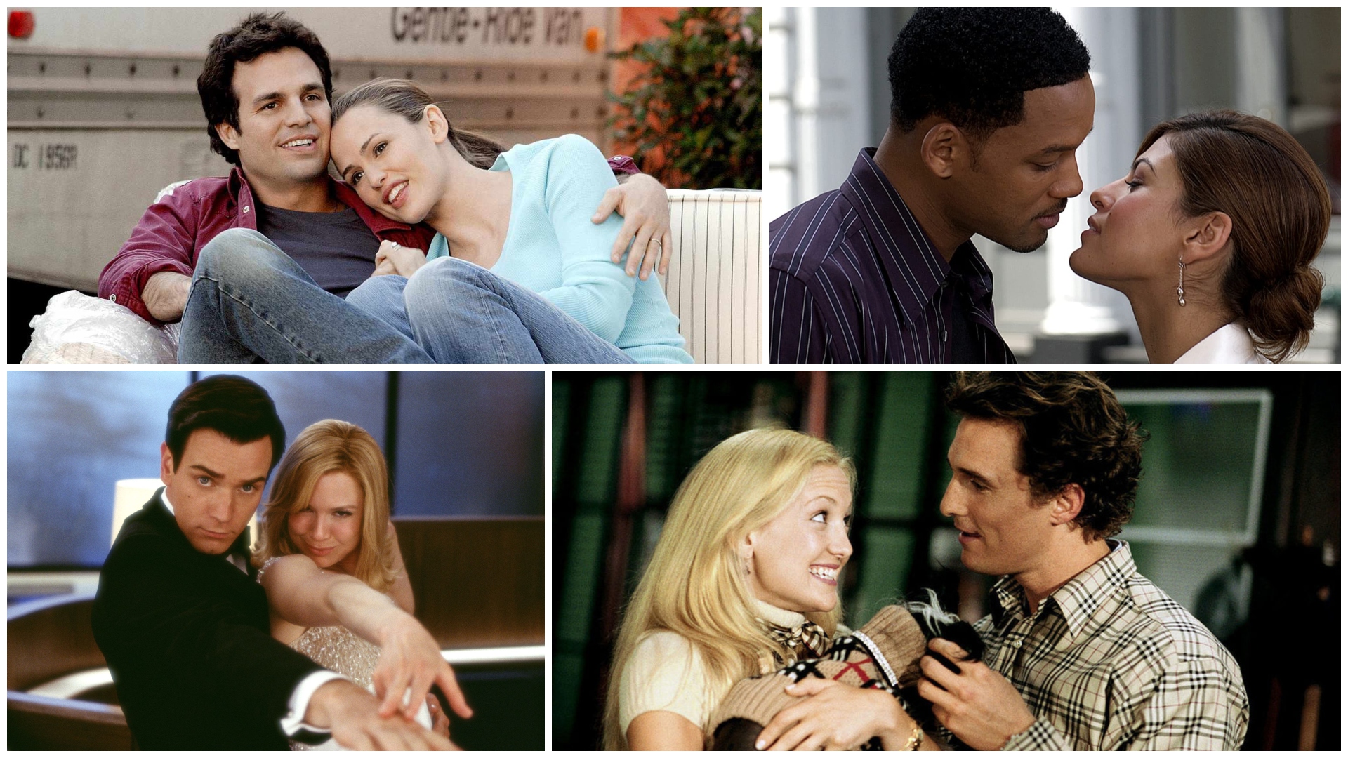 a collage of the best 2000s rom coms including 13 going on 30 hitch down with love and how to lose a guy in 10 days