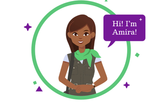 A screenshot of Amira AI, a cartoon character. 