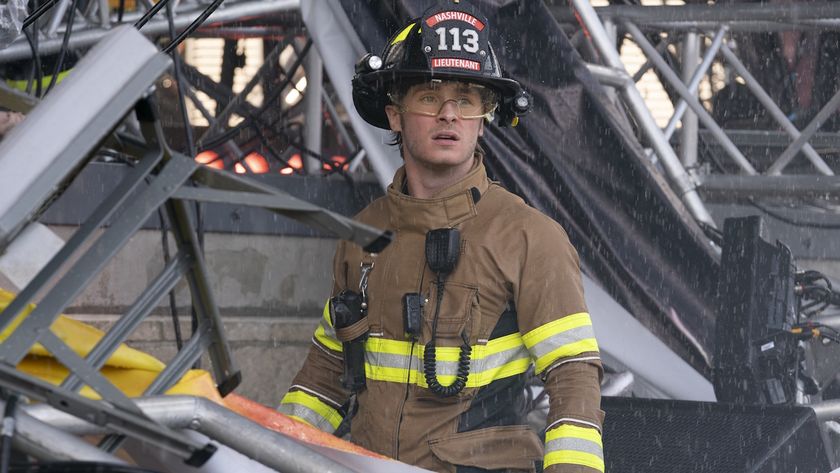 Michael Provost as Ryan Hart look around at the destruction in 9-1-1: Nashville&#039;s series premiere.