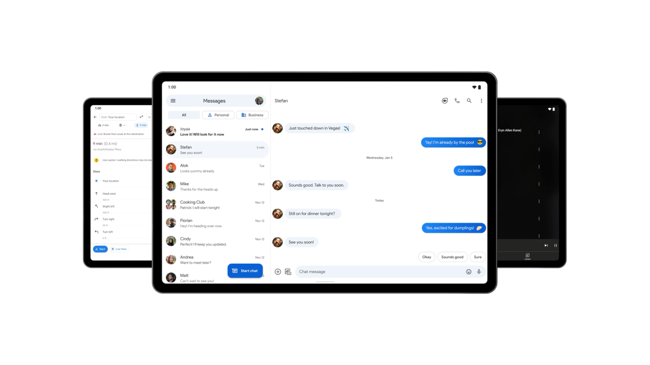 Google Messages tablet redesign on Android 13