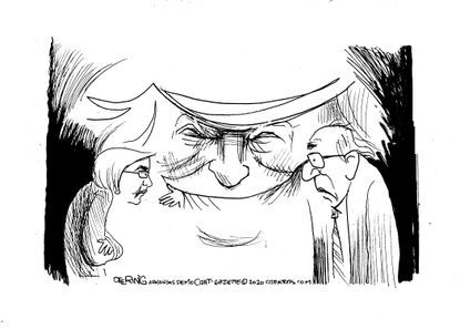 Political Cartoon U.S. Trump Bernie Sanders Elizabeth Warren debates