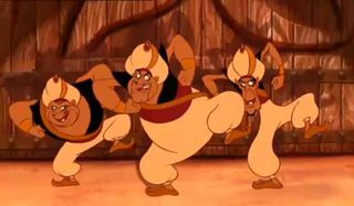 Guards dancing in animated aladdin