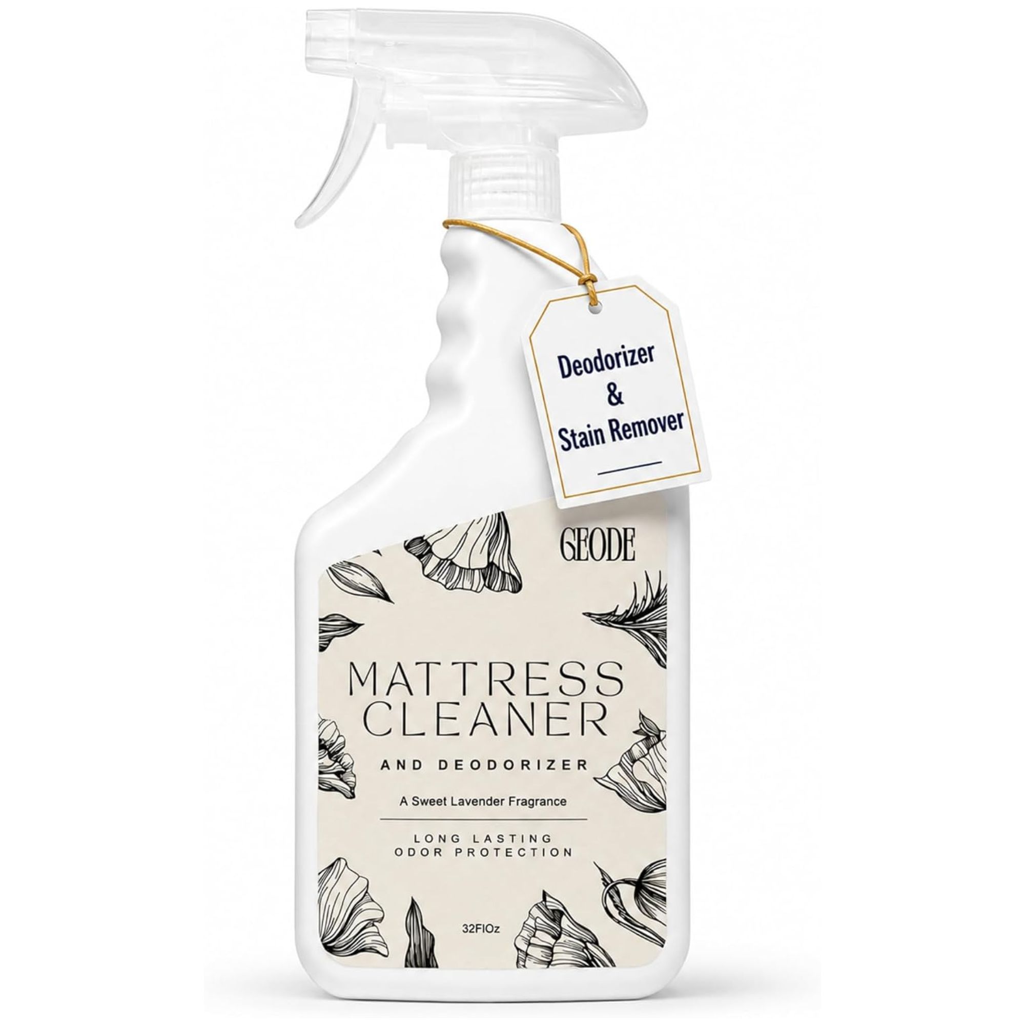 Mattress cleaner in a white spray bottle