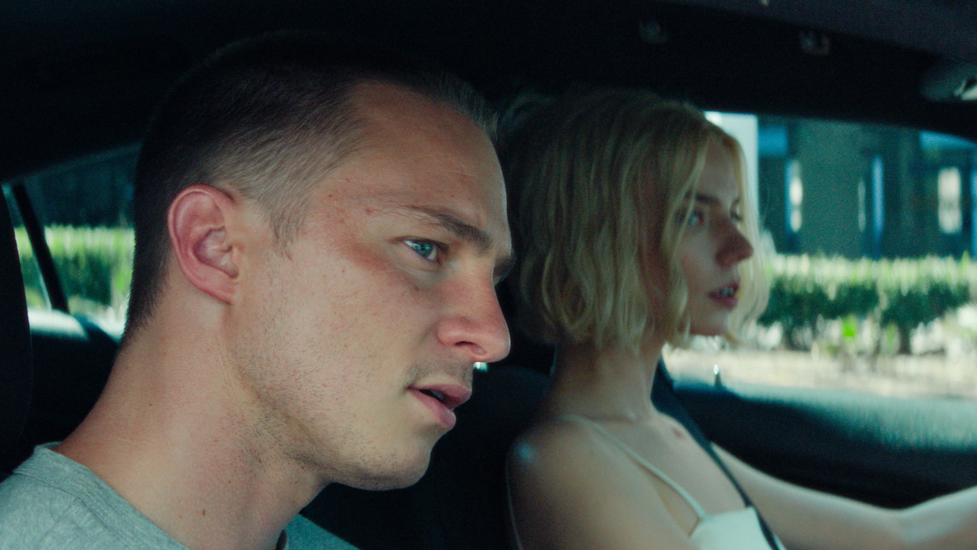 Drew Starkey and Anya Taylor-Joy in a car in Lucky episode 4