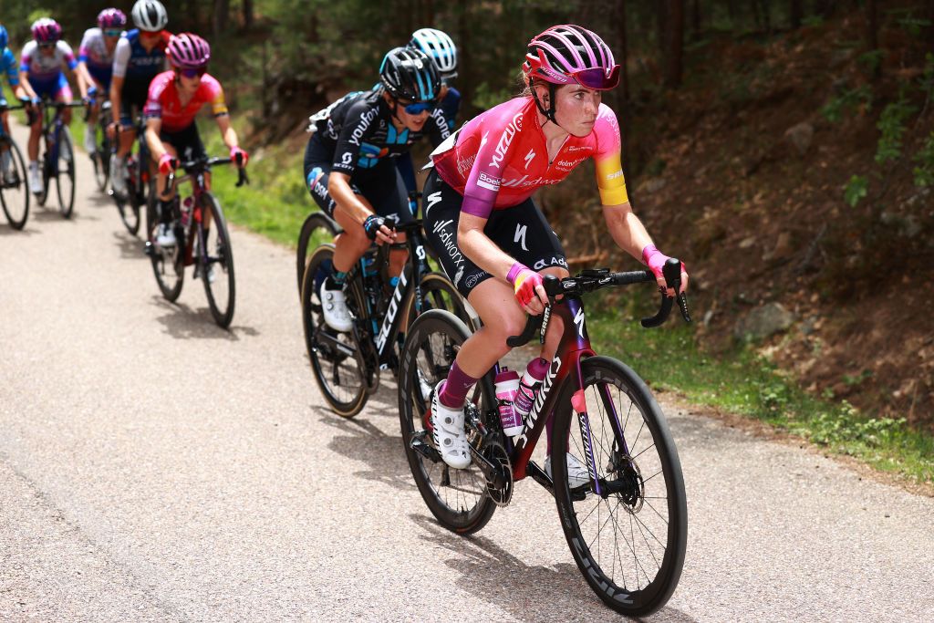 LAGUNAS DE NEILA SPAIN MAY 22 Demi Vollering of Netherlands and Team SD Worx attacks to win the 7th Vuelta a Burgos Feminas 2022 Stage 4 a 1251km stage from Covarrubias to Lagunas de Neila 1867m VueltaBurgos BurgosFem UCIWWT on May 22 2022 in Lagunas de Neila Spain Photo by Gonzalo Arroyo MorenoGetty Images