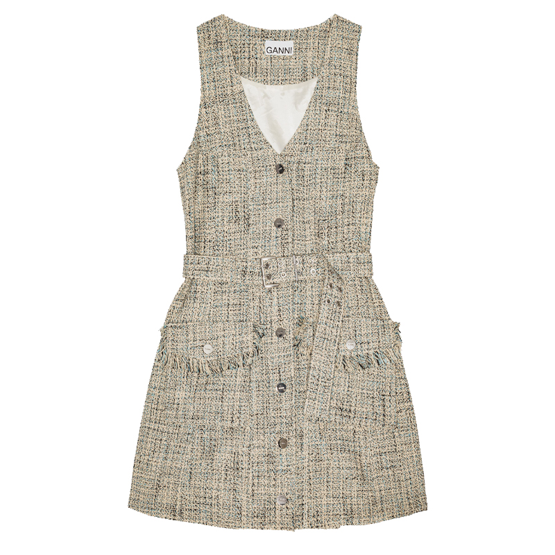Sleeveless boucle dress with pockets, Ganni