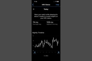 Screenshot from Garmin Connect app showing Andy Turner's HRV status data pages.